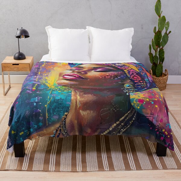Item preview, Colorful African Woman Portrait – Empowering Afro Art on Vibrant Background designed and sold by MatvHelen.