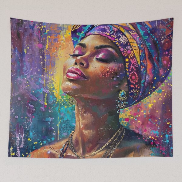 Item preview, Retrato colorido de una mujer africana: arte afro empoderante sobre un fondo vibrante designed and sold by MatvHelen.