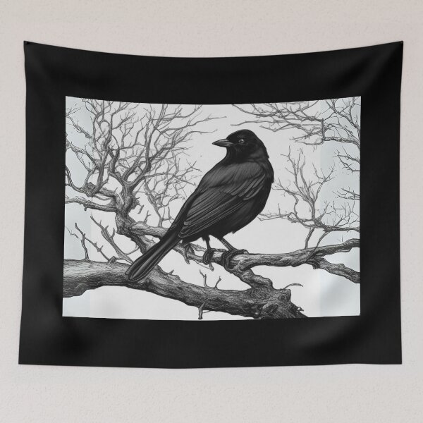 Item preview, Crow Perched on Bare Winter Branches designed and sold by Marymarice.