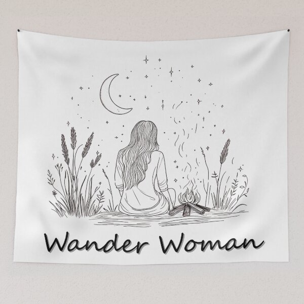Item preview, Wander Woman – Peaceful Solo Camper Under Moonlight designed and sold by RoadNesters.