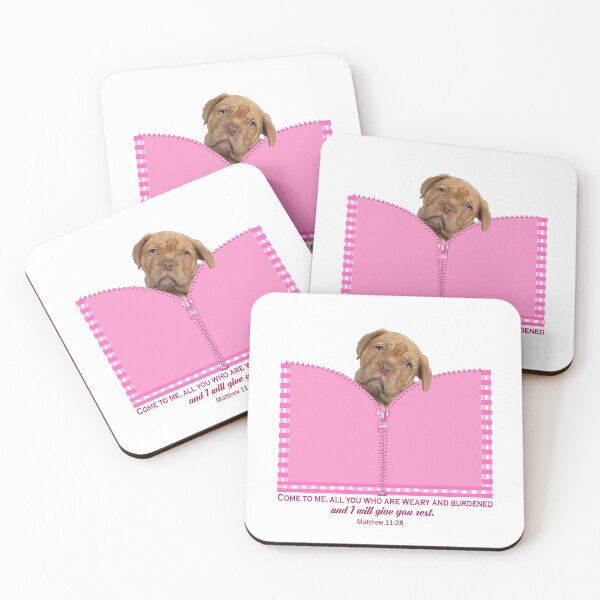 Item preview, Dog in a Pink Pocket Matthew 11:28 Come to me, all you who are weary   designed and sold by Dailywalker22.