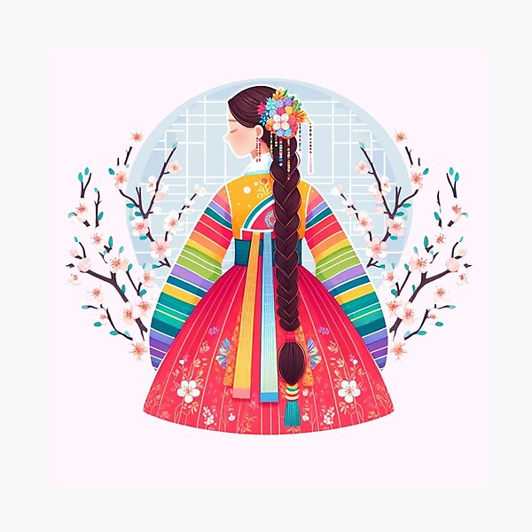 Item preview, Beautiful Joseon Girl in Hanbok Cherry Blossoms K-drama designed and sold by NerdiPop.