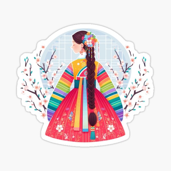 Item preview, Beautiful Joseon Girl in Hanbok Cherry Blossoms K-drama designed and sold by NerdiPop.