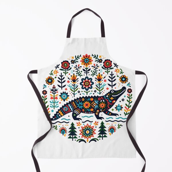 Item preview, Vibrant Summer Folk Alligator - Scandinavian Folk Art by heidiannemorris © designed and sold by FOLK ART FUSION.
