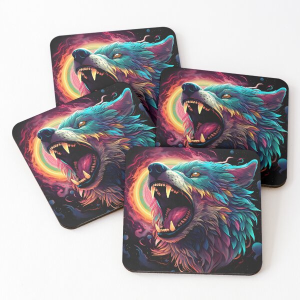 Item preview, Psychedelic Cosmic Roaring Wolf Art designed and sold by Amr Siam.