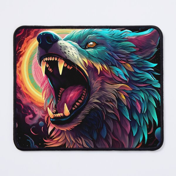 Item preview, Psychedelic Cosmic Roaring Wolf Art designed and sold by Amr Siam.