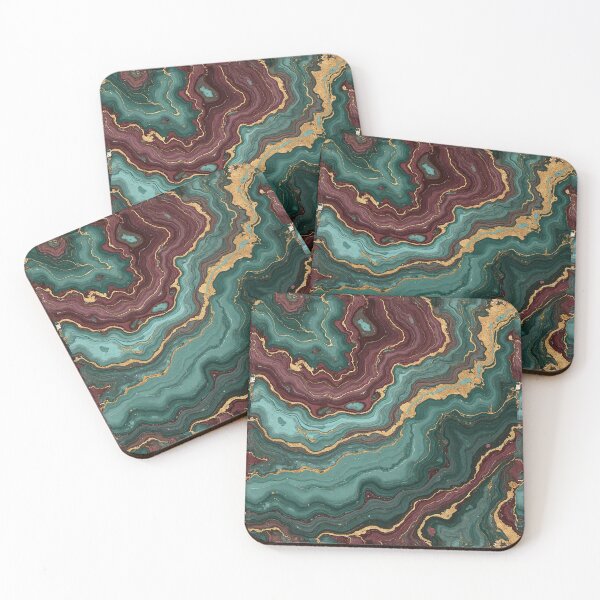Item preview, Emerald & Burgundy Gold Vein Marble Pattern designed and sold by Wordsmith-Wear.