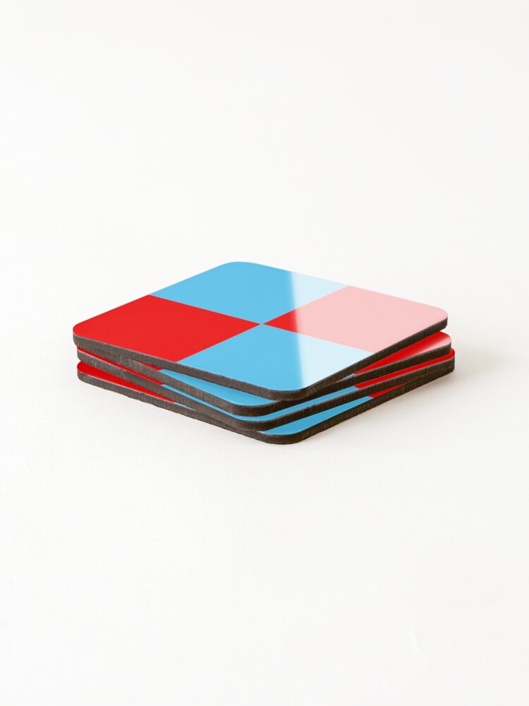 Thumbnail 4 of 5, Coasters (Set of 4), Blue Red Checker tile Retro Mod pattern designed and sold by ModSupporters.
