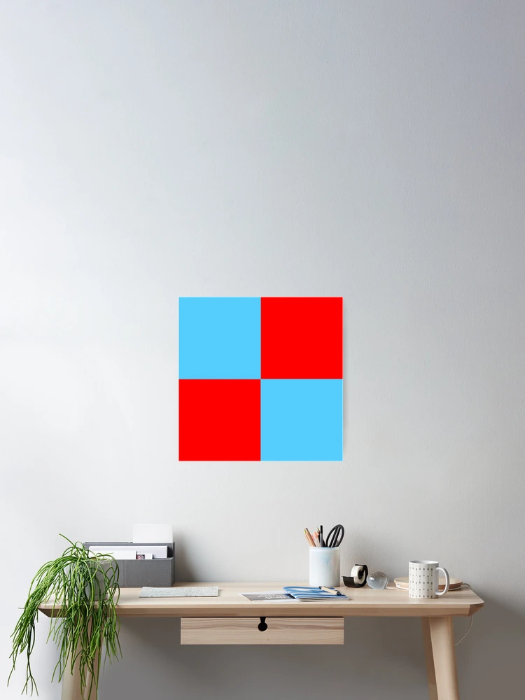 Thumbnail 2 of 3, Poster, Blue Red Checker tile Retro Mod pattern designed and sold by ModSupporters.