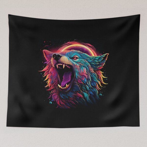 Item preview, Neon Cosmic Wolf Roar designed and sold by Amr Siam.