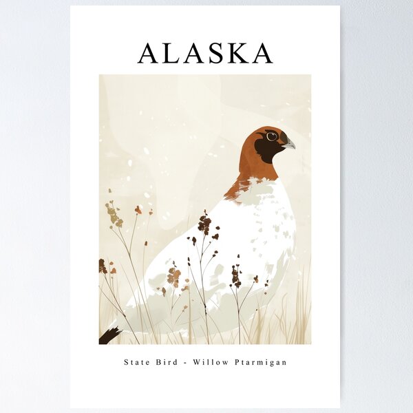 Item preview, ALASKA State Bird - Willow Ptarmigan designed and sold by MarkedArtPrints.