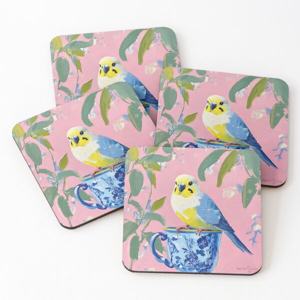 Item preview, Preppy Blue and yellow budgie designed and sold by SophieClimaArt.