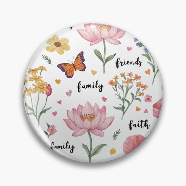Item preview, Faith Family Friends Floral Seamless Pattern, POD Design, Butterfly and Heart Watercolor designed and sold by KlarkiteTees.