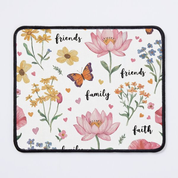 Item preview, Faith Family Friends Floral Seamless Pattern, POD Design, Butterfly and Heart Watercolor designed and sold by KlarkiteTees.