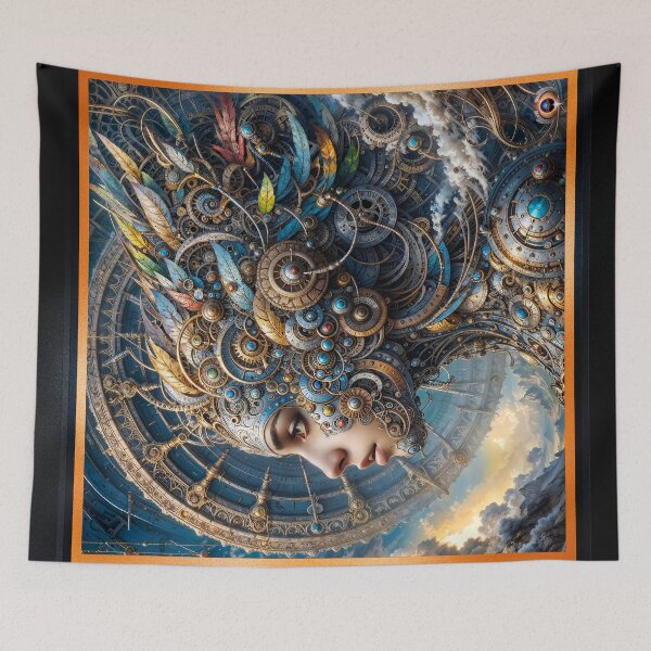 Item preview, Zayna-Rhea Surreal Mechanized Celestial Portrait Stunning AI Concept Art by Xzendor7 designed and sold by Xzendor7 Digital Art Creations.
