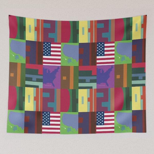 Item preview, America Poster in Hangul – Korean Typography with USA Map and Flag USA Wall Art designed and sold by CartoPrints.