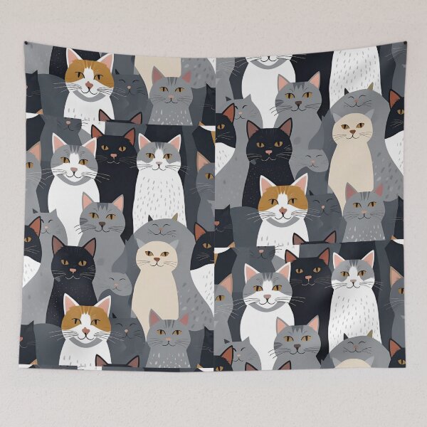 Aperçu de l'œuvre Motif chat gris créée et vendue par PatronesKawai.