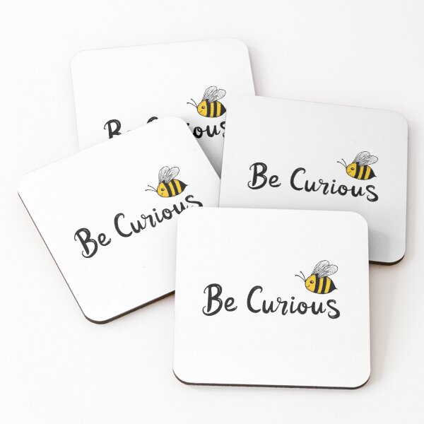 Item preview, Be Curious text with cute bee illustration designed and sold by olenapetol.