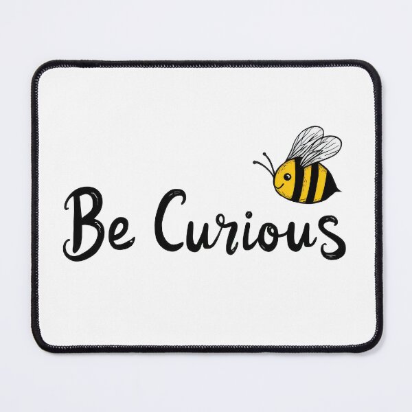 Item preview, Be Curious text with cute bee illustration designed and sold by olenapetol.