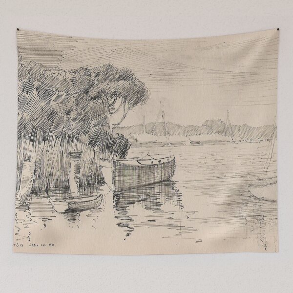 Item preview, "Launceston, 1920” by Mary Manson – Historic Tamar River Scene designed and sold by SwedishSisters.