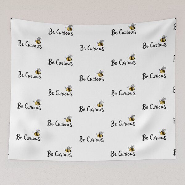 Item preview, Be Curious text with cute bee illustration designed and sold by olenapetol.