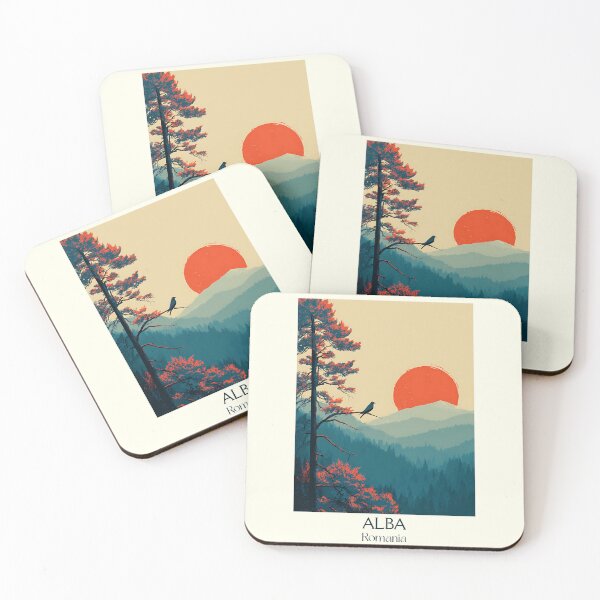 Item preview, Alba Romania Travel Poster | Minimalist Sunset & Mountain Art designed and sold by TuncGK.