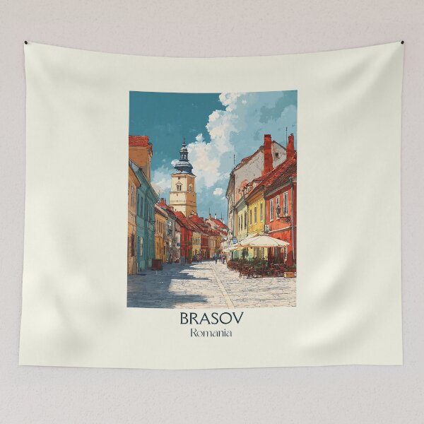 Item preview, Brașov Romania Poster | Colorful Old Town Transylvania Art designed and sold by TuncGK.