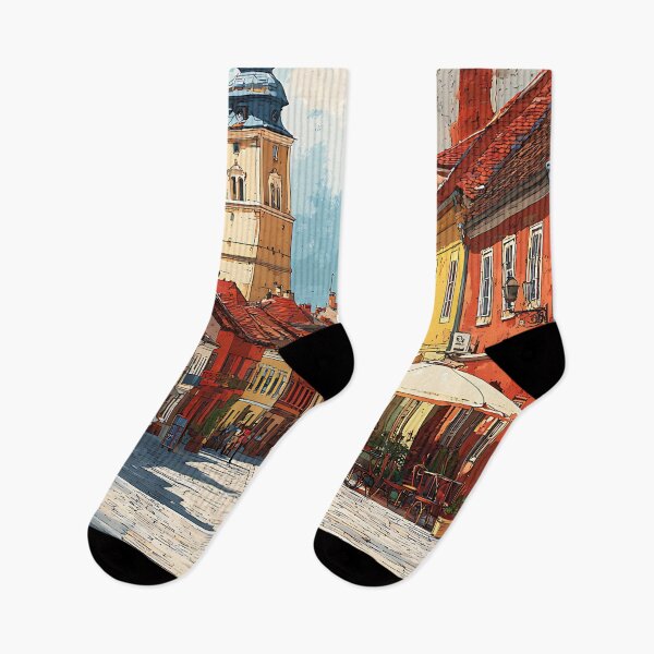 Item preview, Brașov Romania Poster | Colorful Old Town Transylvania Art designed and sold by TuncGK.
