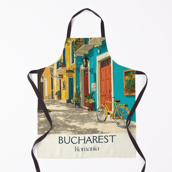 Item preview, Bucharest Romania Poster | Colorful Old Town & Bicycle Art designed and sold by TuncGK.