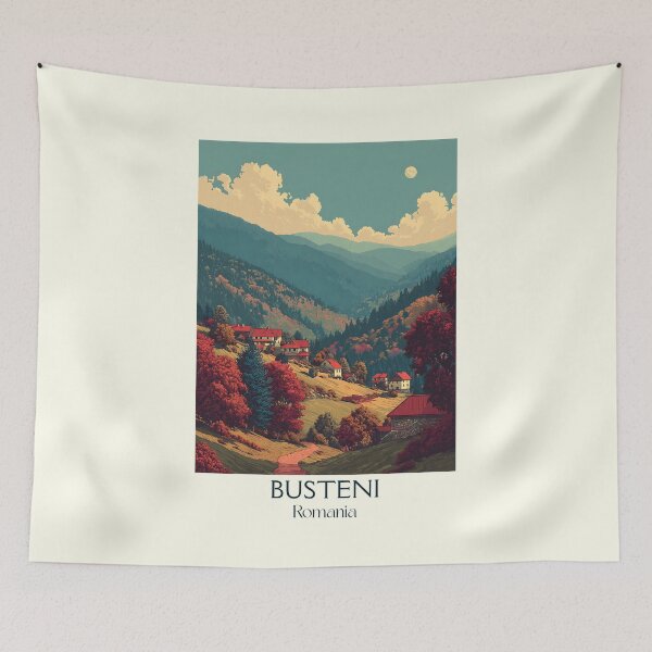 Item preview, Bușteni Romania Poster | Prahova Valley Mountain Village Art designed and sold by TuncGK.