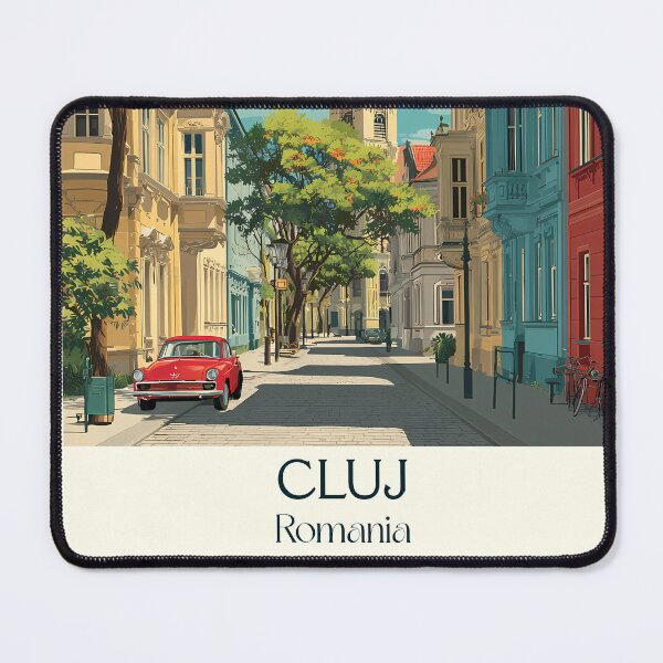 Item preview, Cluj-Napoca Romania Poster | Transylvania City & Vintage Car Art designed and sold by TuncGK.