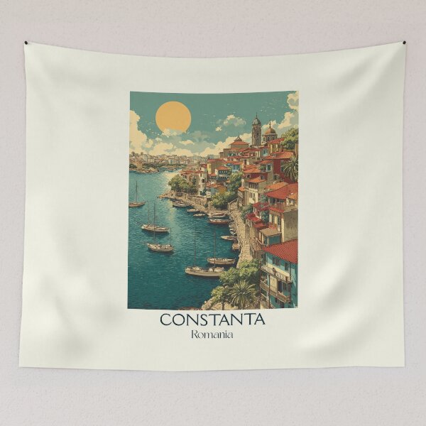 Item preview, Constanța Romania Poster | Black Sea Harbor & Old Town Art designed and sold by TuncGK.