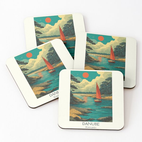 Item preview, Danube River Romania Poster | Retro Sailing & Nature Art designed and sold by TuncGK.