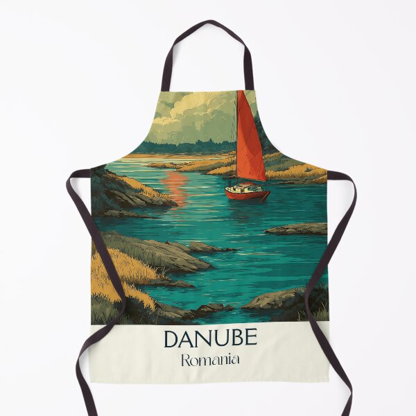 Item preview, Danube River Romania Poster | Retro Sailing & Nature Art designed and sold by TuncGK.