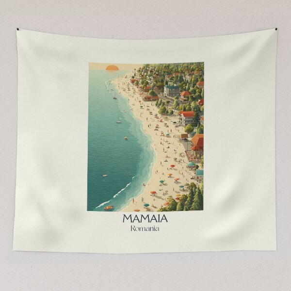 Item preview, Mamaia Romania Poster | Black Sea Beach Aerial View Art designed and sold by TuncGK.