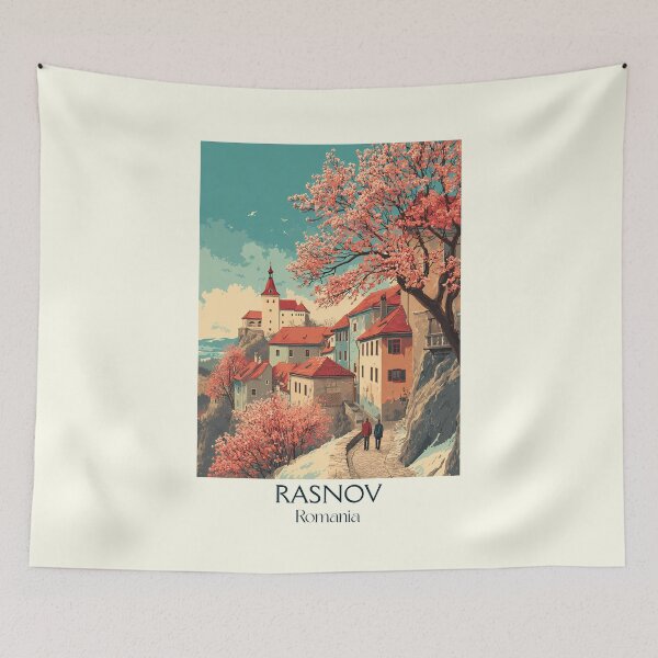 Item preview, Rasnov Romania Poster | Transylvania Citadel & Spring Blossom Art designed and sold by TuncGK.