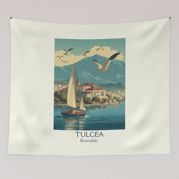 Item preview, Tulcea Romania Poster | Danube Delta Gateway & Sailing Art designed and sold by TuncGK.