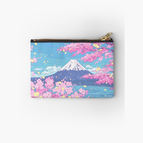 Item preview, Mt. Fuji and  pink sakura blooming. Peaceful Anime Style Landscape designed and sold by AnGoArt.
