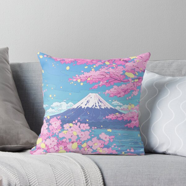 Item preview, Mt. Fuji and  pink sakura blooming. Peaceful Anime Style Landscape designed and sold by AnGoArt.