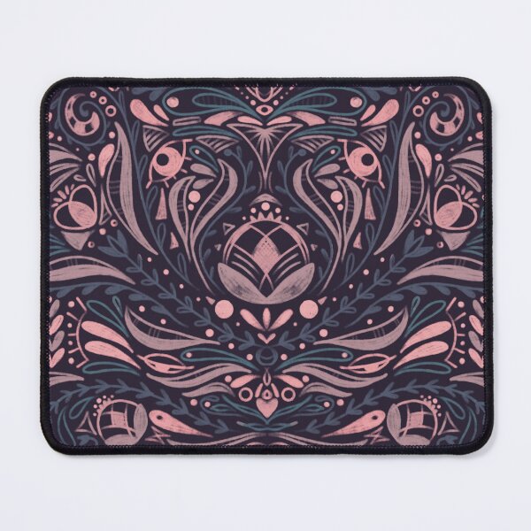 Item preview, Moravian Folk Flower Pattern in Pink and Purple – Bohemian Symmetrical Floral Design designed and sold by marie-inks.