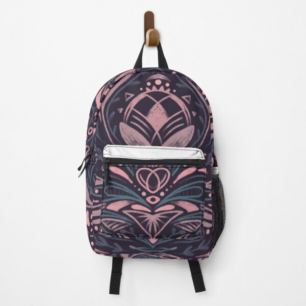 Item preview, Moravian Folk Flower Pattern in Pink and Purple – Bohemian Symmetrical Floral Design designed and sold by marie-inks.