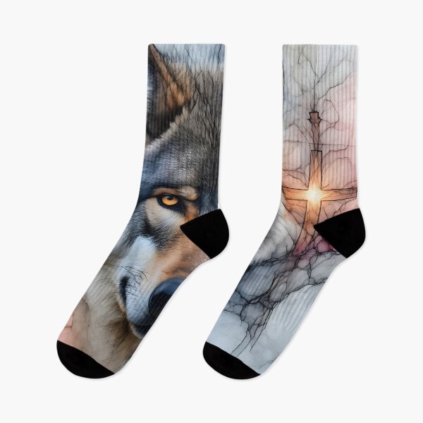 Item preview, Sacred Wolf – Faith & Strength designed and sold by tonyartprints.