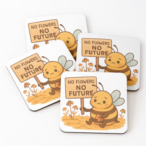 Item preview, No Flowers No Future – Sad Bee with Eco Protest Sign designed and sold by Lacritsa .