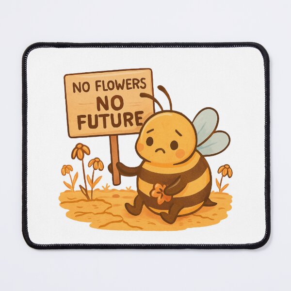 Item preview, No Flowers No Future – Sad Bee with Eco Protest Sign designed and sold by Lacritsa .