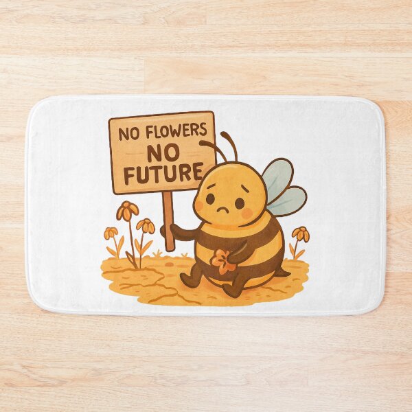 Item preview, No Flowers No Future – Sad Bee with Eco Protest Sign designed and sold by Lacritsa .