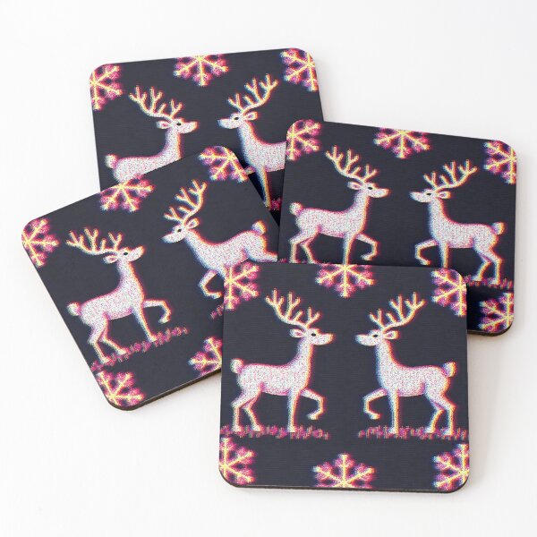 Item preview, Glitched Reindeer – VHS-Style Ugly Christmas Sweater Pattern designed and sold by Pixel  Playground.