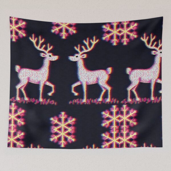 Item preview, Glitched Reindeer – VHS-Style Ugly Christmas Sweater Pattern designed and sold by Pixel  Playground.