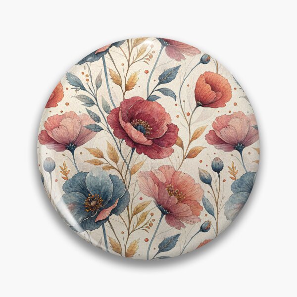 Item preview, Rustic Watercolor Poppy Seamless Pattern, Fall Floral Art designed and sold by KlarkiteTees.