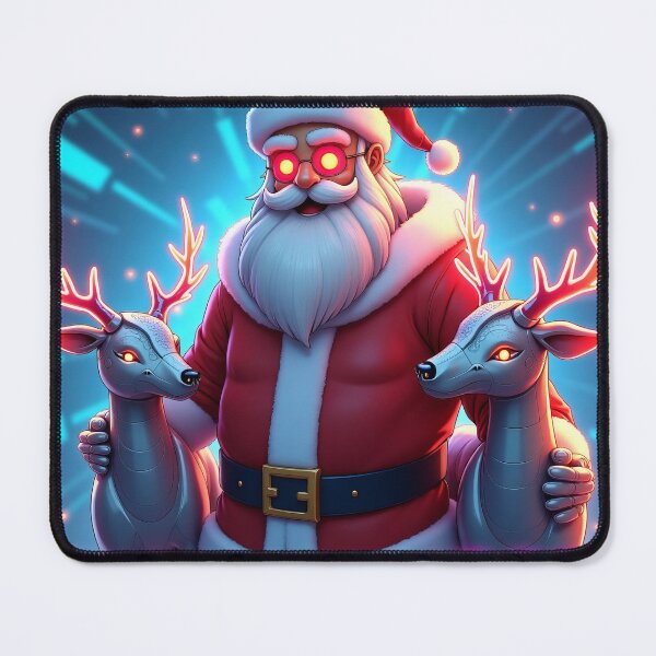 Item preview, Upgraded 2025 v2 – Cyberpunk Santa with Neon Text designed and sold by Pixel  Playground.