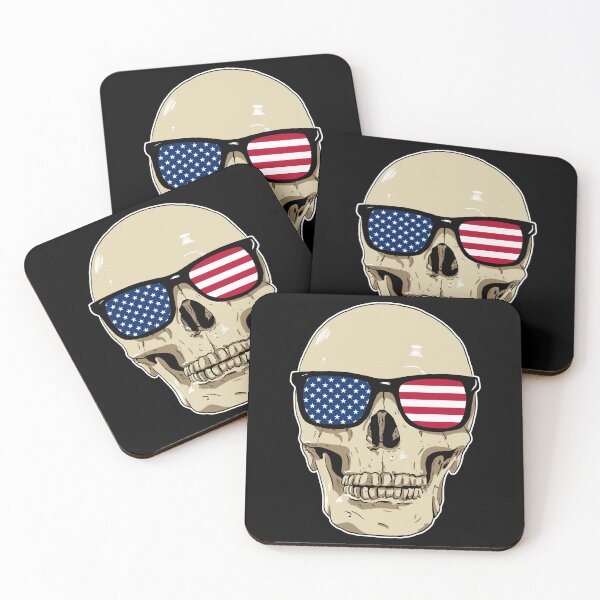 Item preview, Skull wearing American Flag Glasses designed and sold by blacksnowcomics.